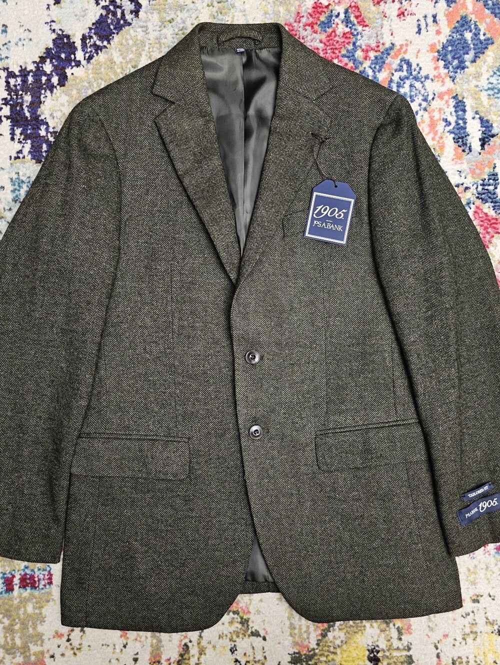 Jos A Bank Mens Size 38R Herringbone Blazer Sport Jacket Double Vented